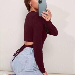 Self tie back long sleeve top